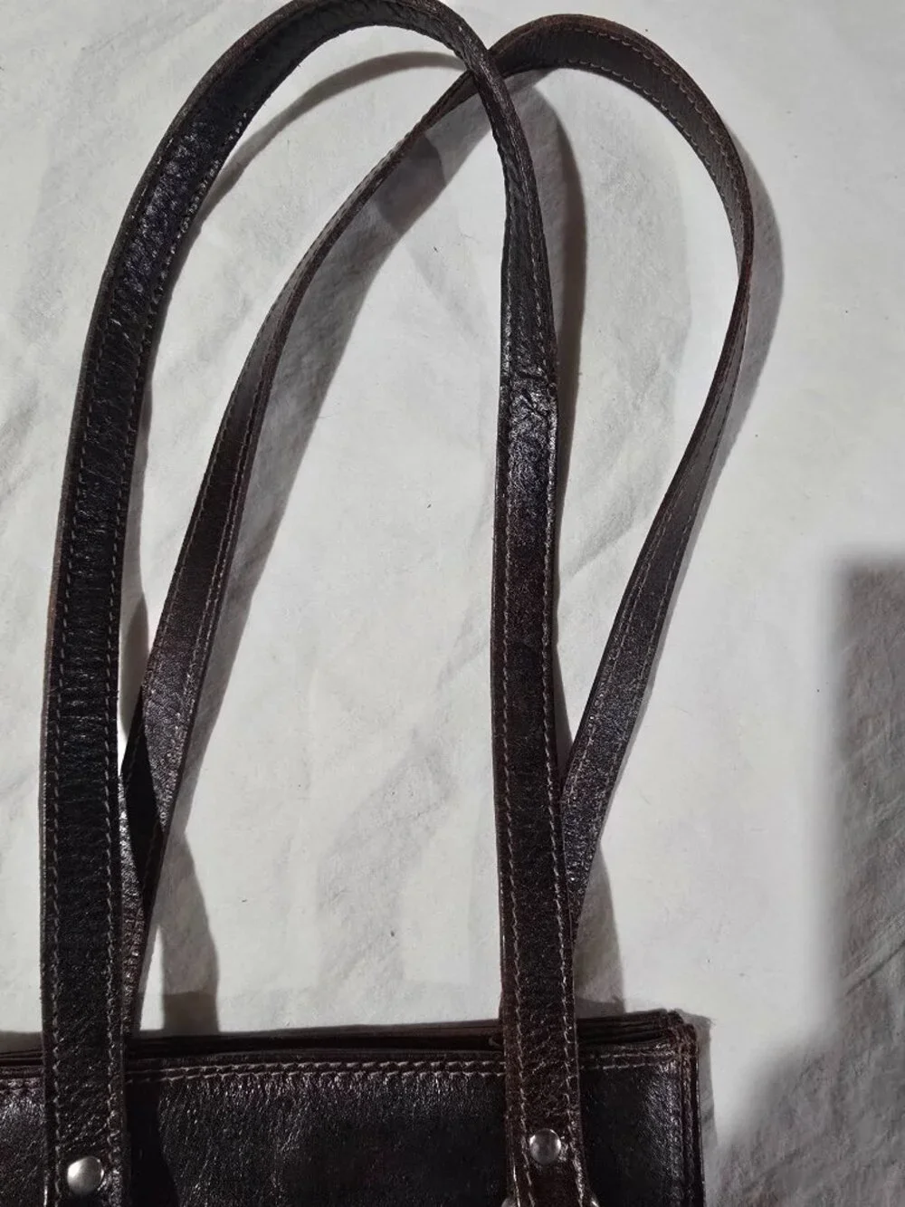 American West Brown Tooled Leather Shoulder Bag Vintage Buffalo Nickel Accent